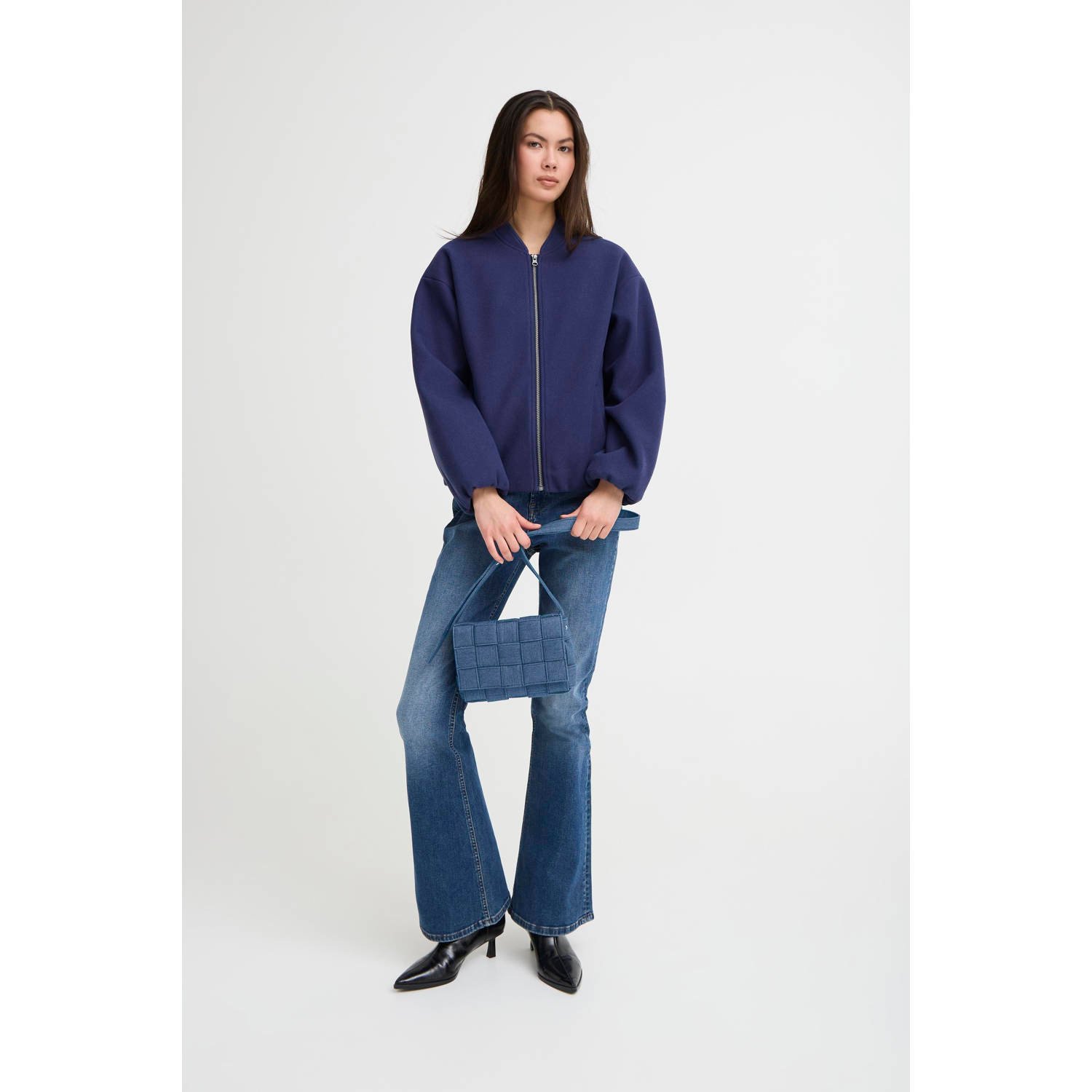 ICHI denim crossbody tas IALILI blauw