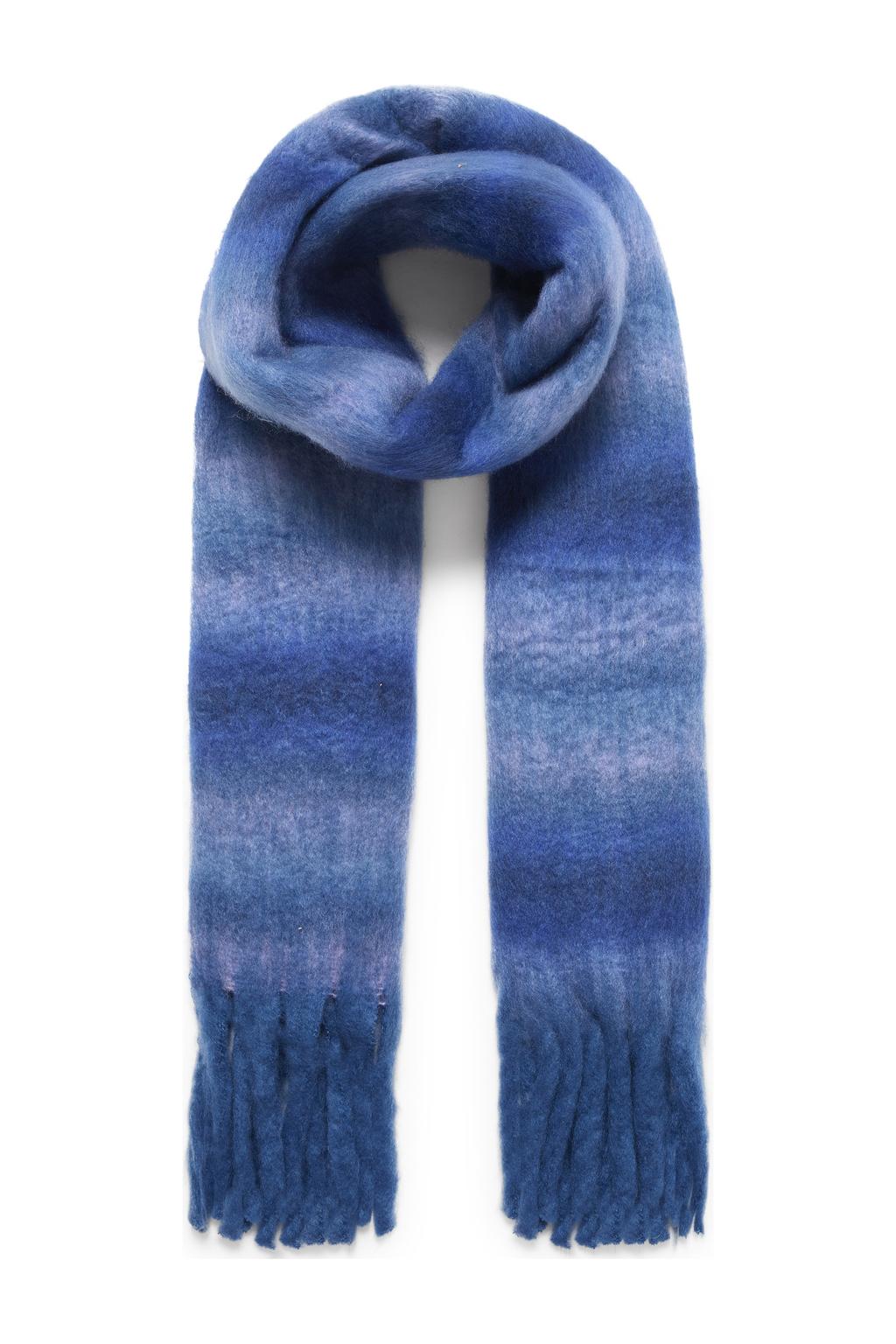 ICHI sjaal met franjes IALORNI blauw