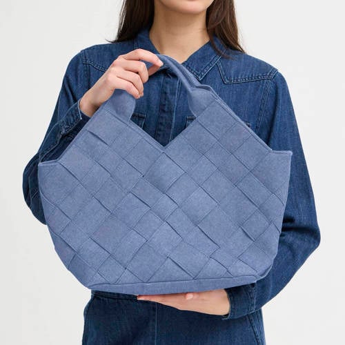 ICHI gevlochten denim handtas IALINDA blauw afbeelding