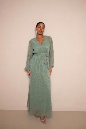 maxi jurk met lurex groen