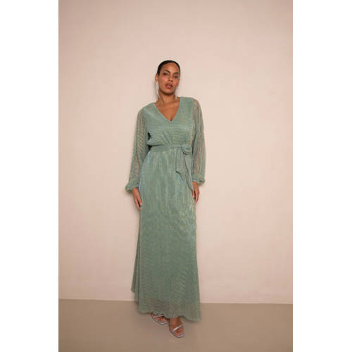 Freebird maxi jurk met lurex groen afbeelding