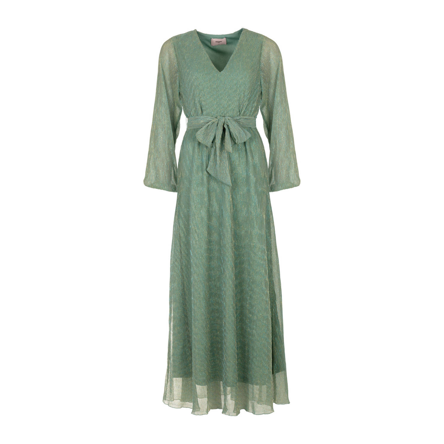 Freebird maxi jurk met lurex groen