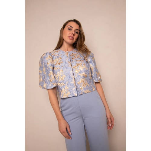 Freebird wide leg regular waist pantalon lichtblauw afbeelding