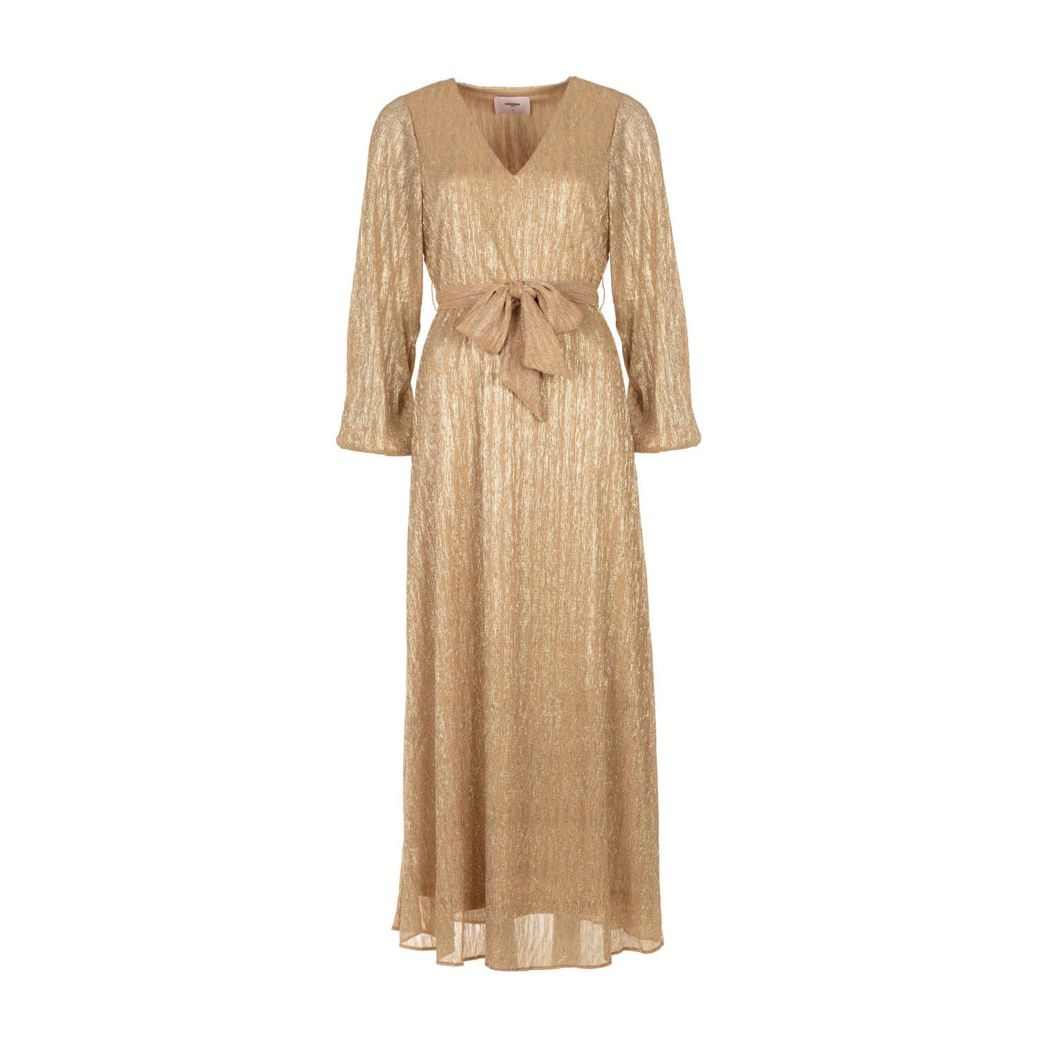 Freebird midi jurk met lurex goud