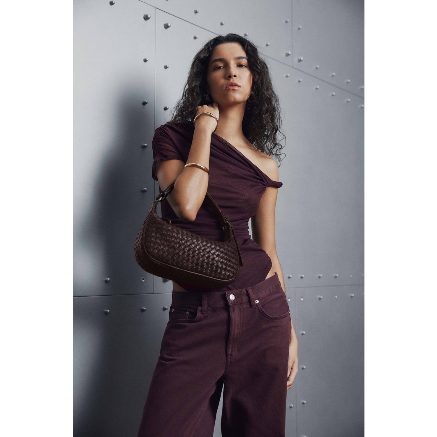 Markberg leren schouder Mini Muse bruin