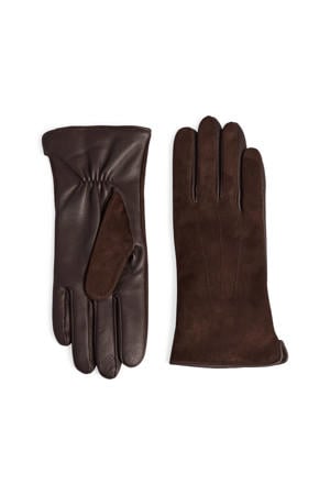 suede handschoenen Carianna donkerbruin