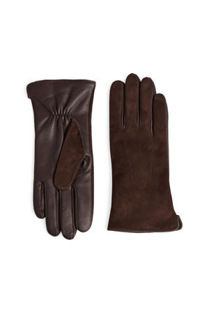 suede handschoenen Carianna donkerbruin