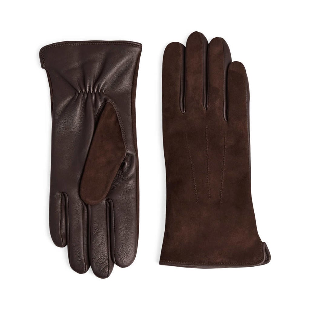 Markberg suede handschoenen Carianna donkerbruin