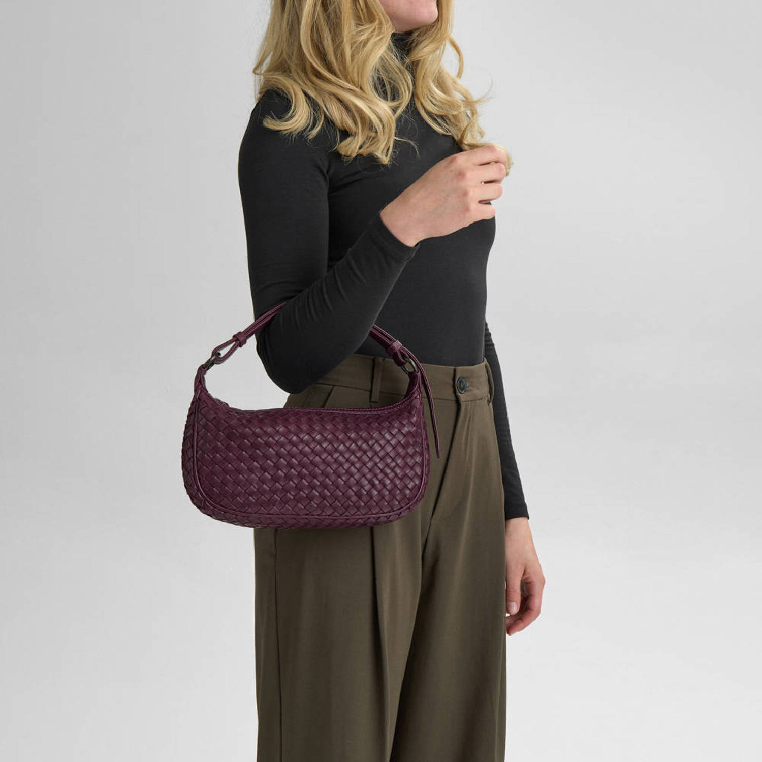 Markberg leren schoudertas Mini Muse donkerrood