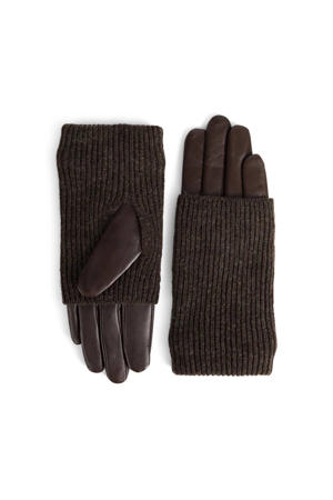 leren handschoenen Helly donkerbruin