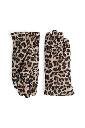 handschoenen met panterprint Alberte bruin