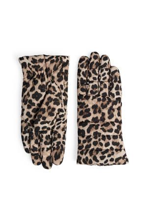 handschoenen met panterprint Alberte bruin