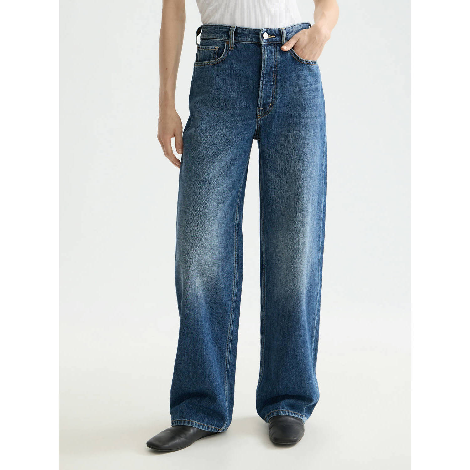 Scotch & Soda high waist straight leg jeans medium blue denim