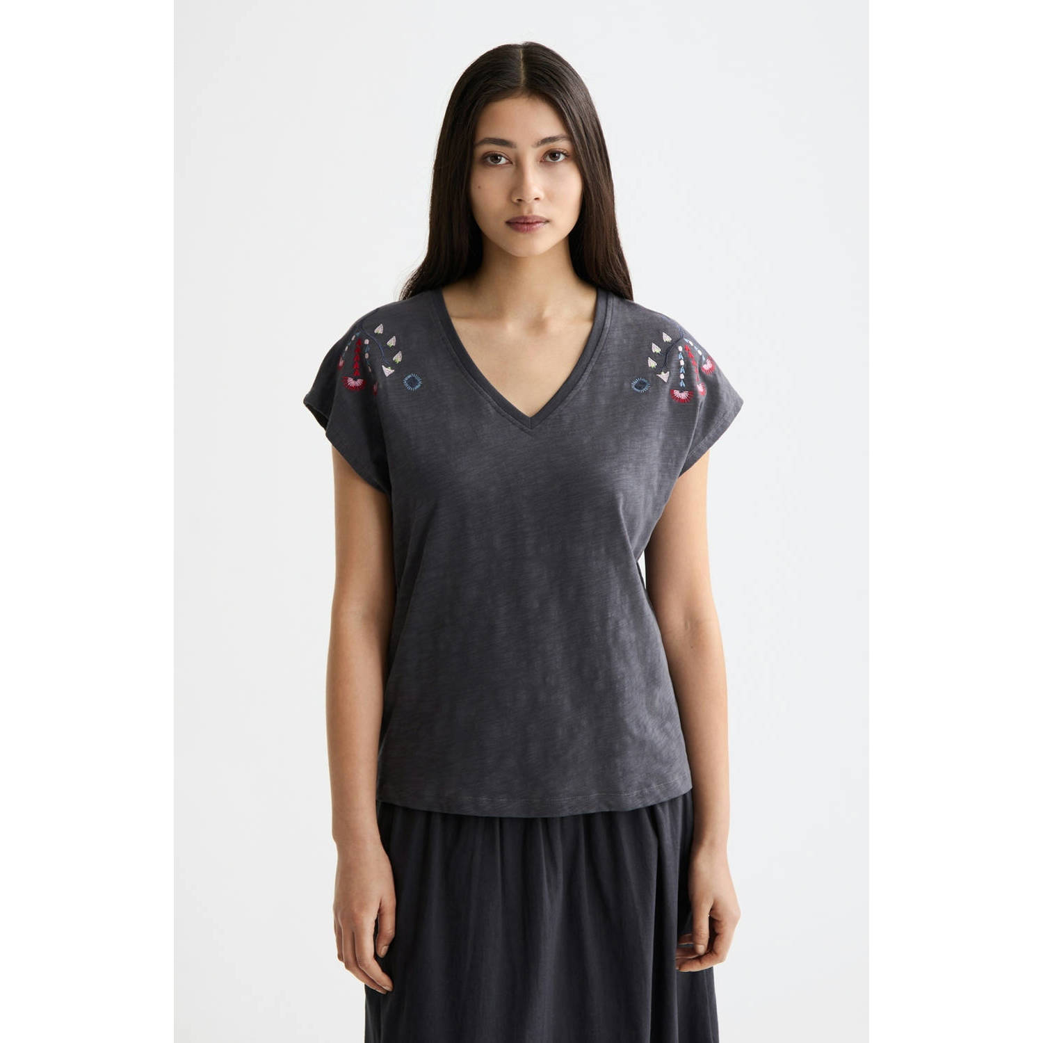 Scotch & Soda Embroidered V-neck Shirt Dames