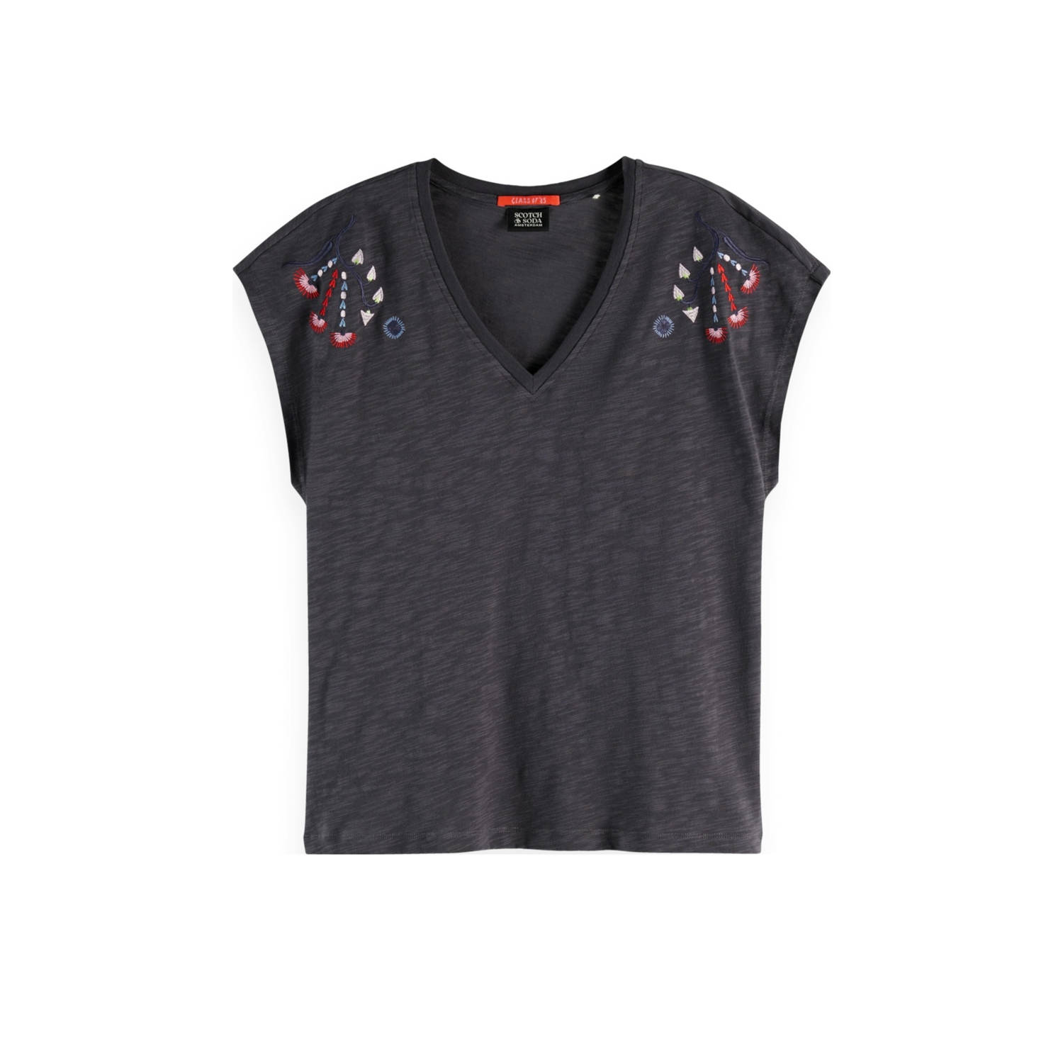 Scotch & Soda Embroidered V-neck Shirt Dames