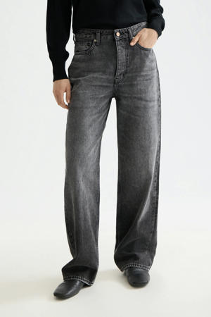 high waist straight leg jeans zwart