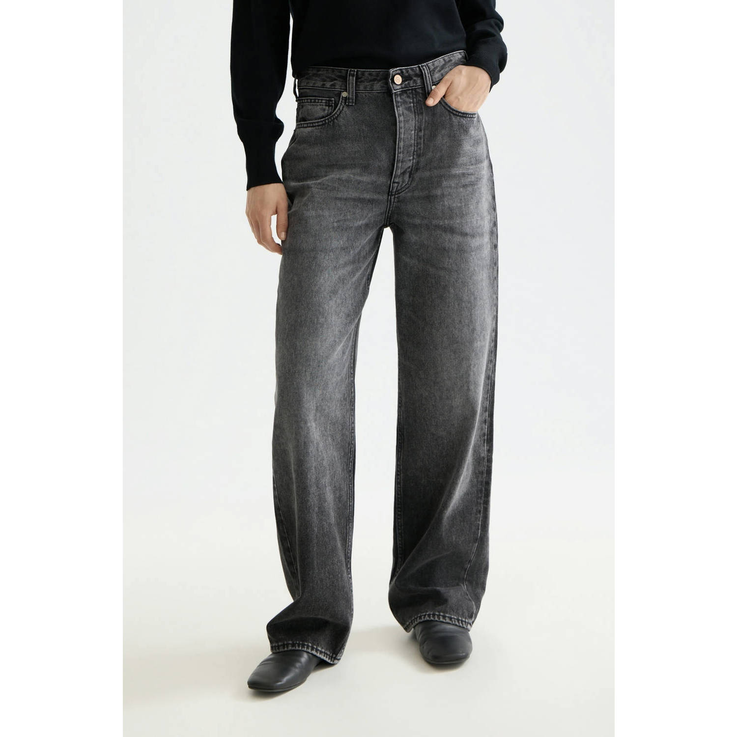 Scotch & Soda high waist straight leg jeans zwart