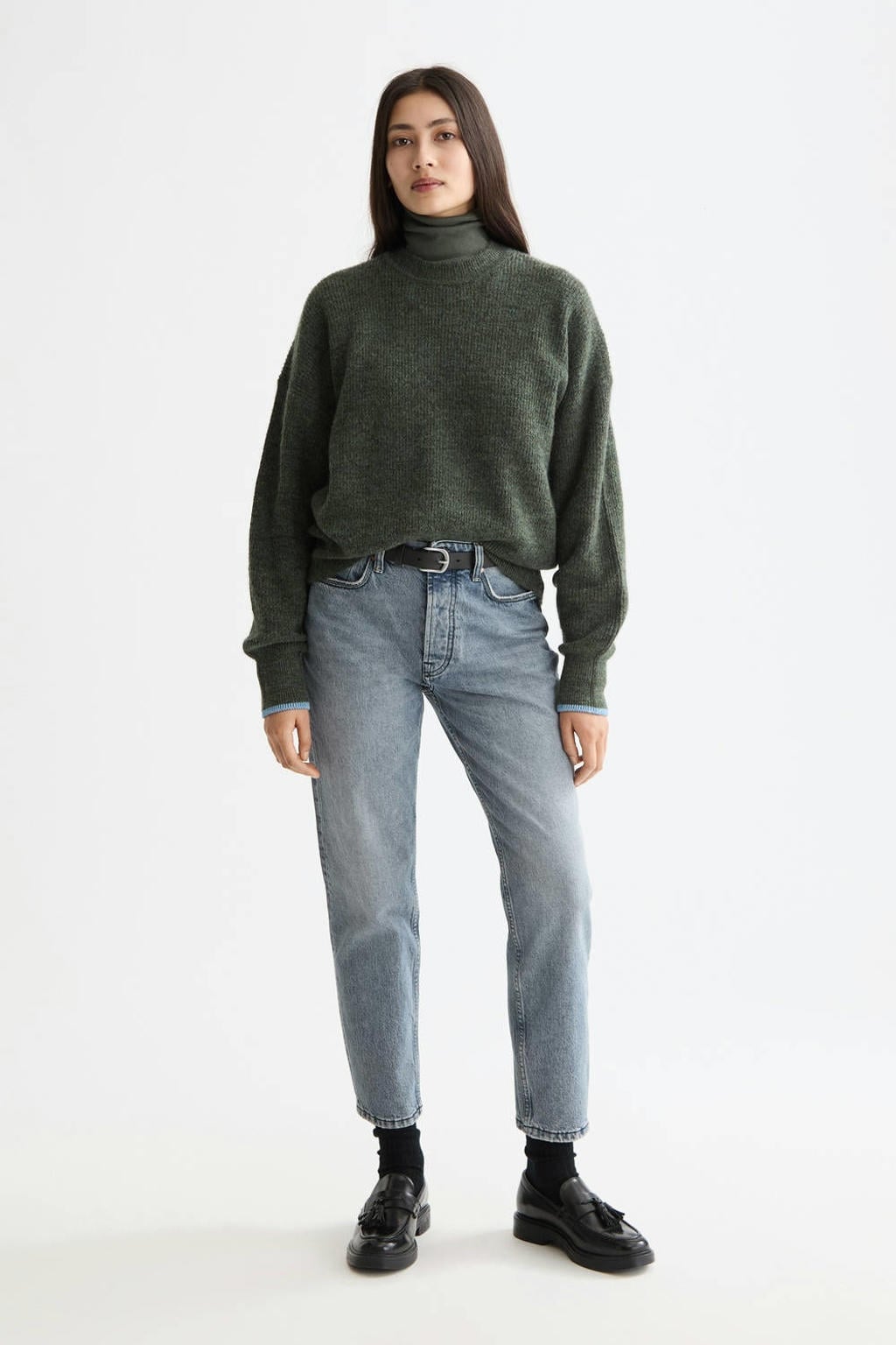 Grey denim dames Scotch & Soda boyfriend jeans van denim met regular waist, rits- en knoopsluiting en effen