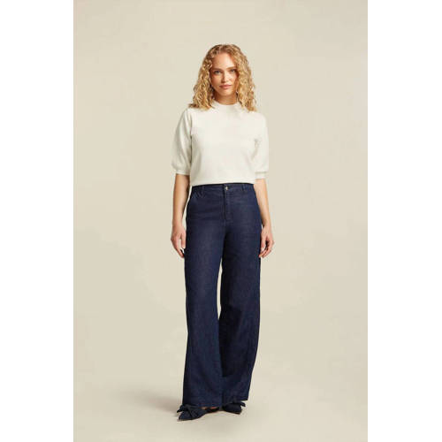 Beaumont high waist wide leg jeans dark blue denim afbeelding