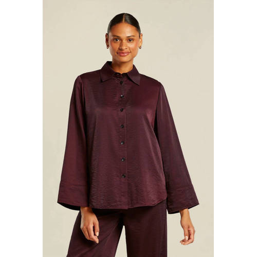 Beaumont satijnen blouse donkerrood afbeelding