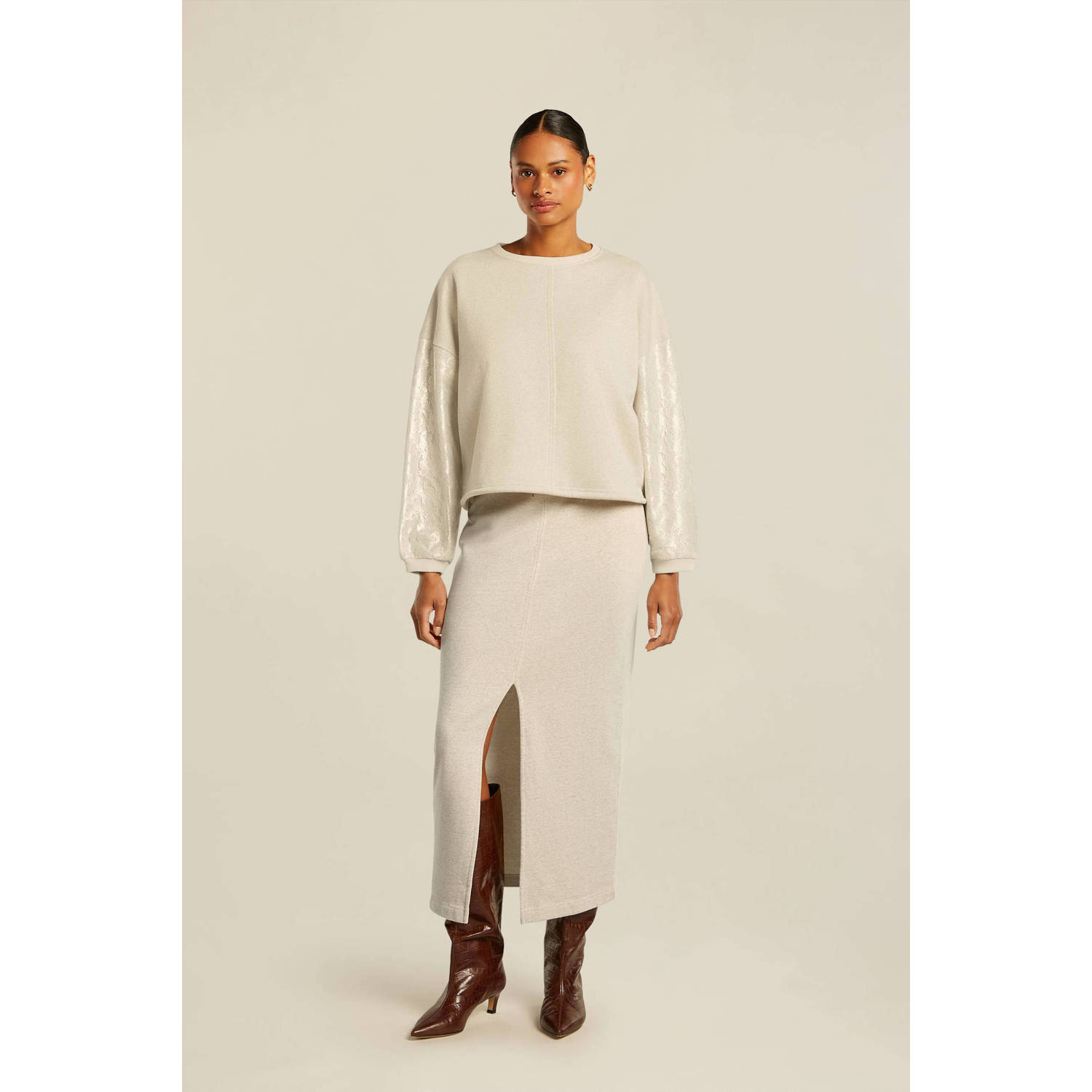 Beaumont sweater beige met glitter