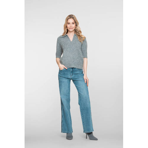 Geisha high waist wide leg jeans medium blue denim afbeelding