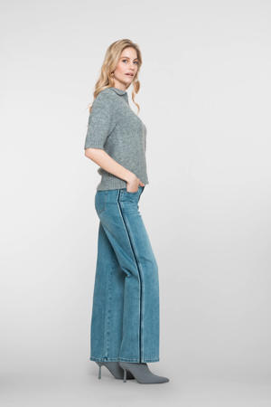 high waist wide leg jeans medium blue denim