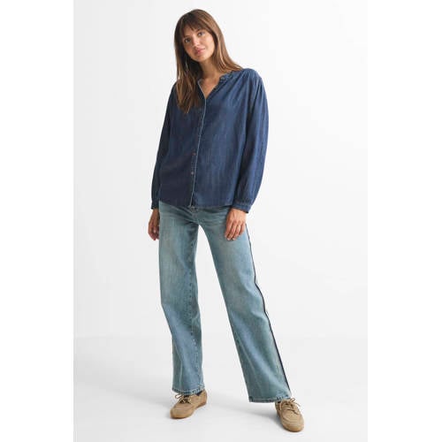Geisha blouse medium blue denim afbeelding
