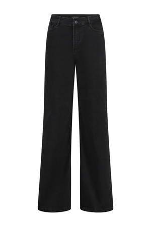 high waist wide leg jeans black denim