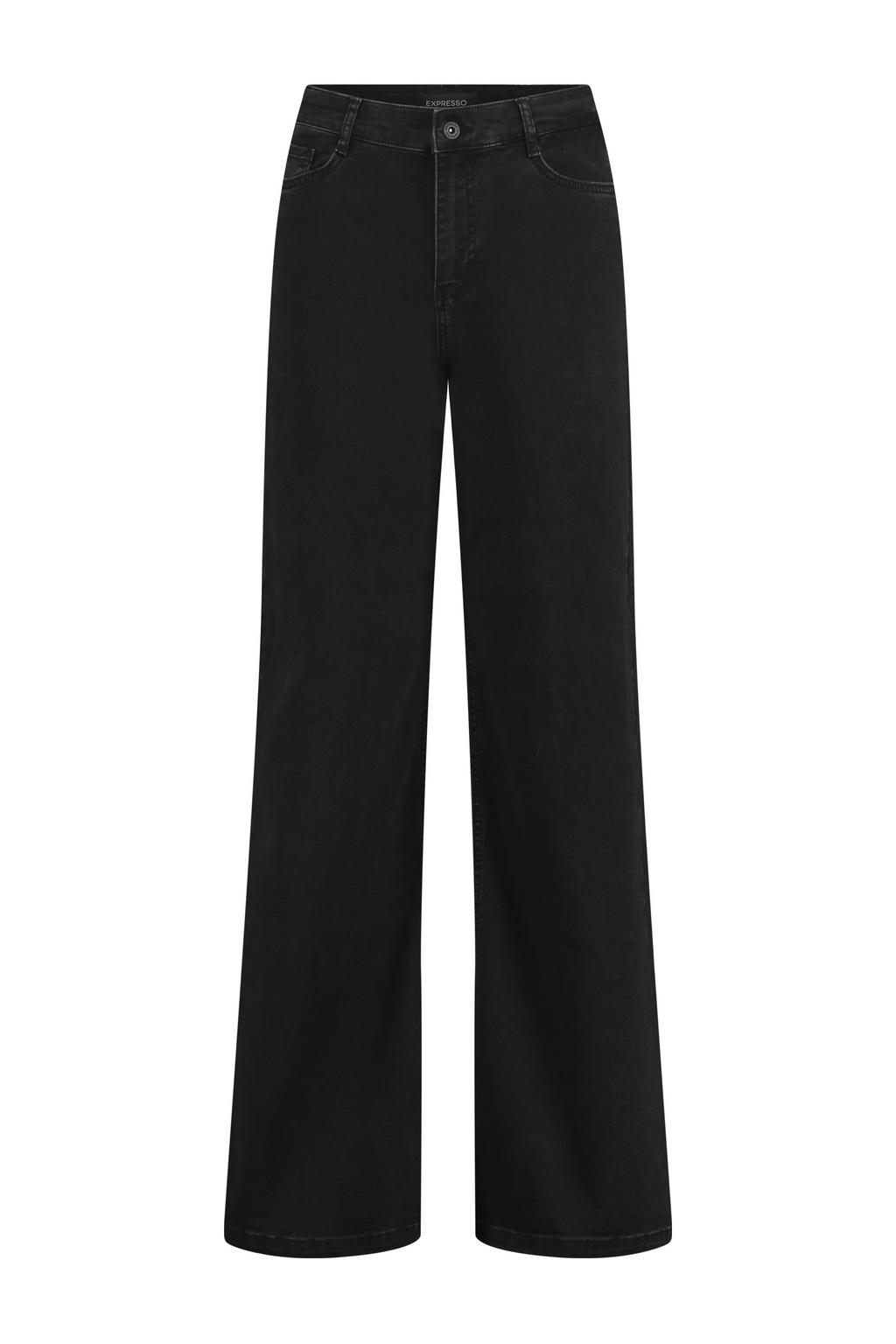 Black denim dames Expresso high waist wide leg jeans black van denim met rits- en knoopsluiting en effen