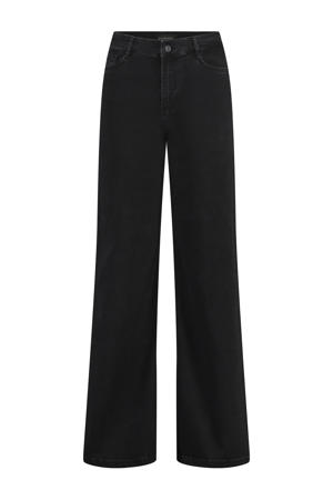 high waist wide leg jeans black denim