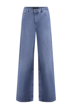 high waist wide leg jeans medium blue denim