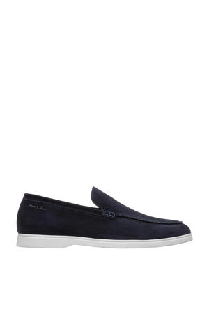 suède loafers donkerblauw