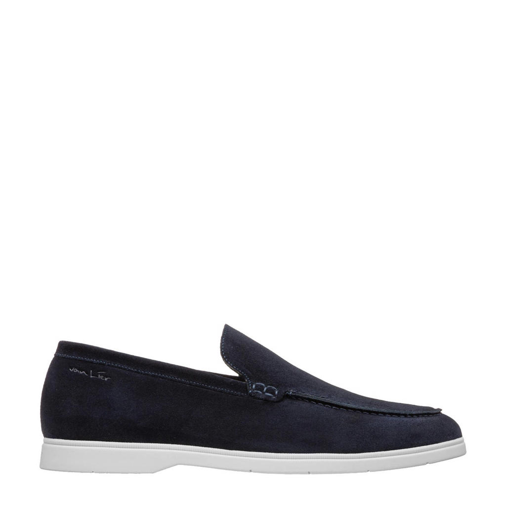 Donkerblauwe heren Van Lier suède loafers