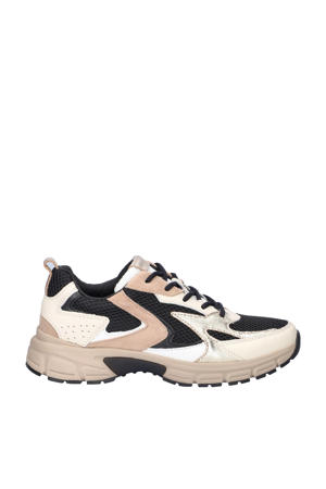 Comfort Optifit chunky leren sneakers beige/zwart/wit
