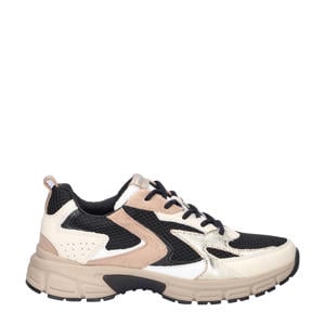 Comfort Optifit chunky leren sneakers beige/zwart/wit