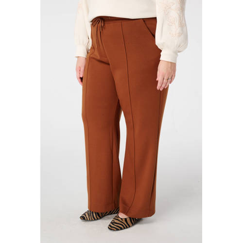 MS Mode wide leg regular waist broek cognac afbeelding