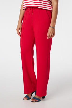 wide leg regular waist broek rood