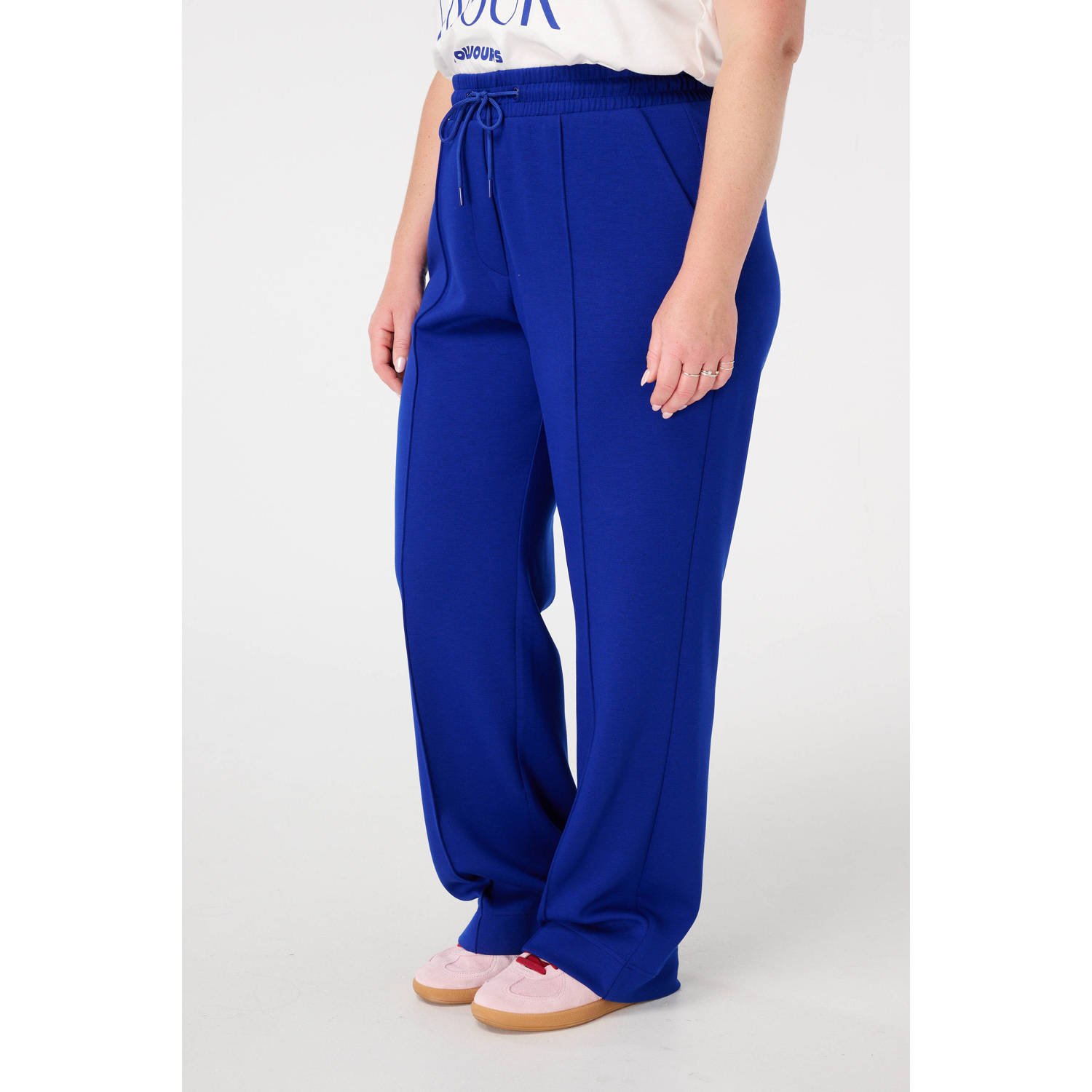 MS Mode wide leg regular waist broek blauw