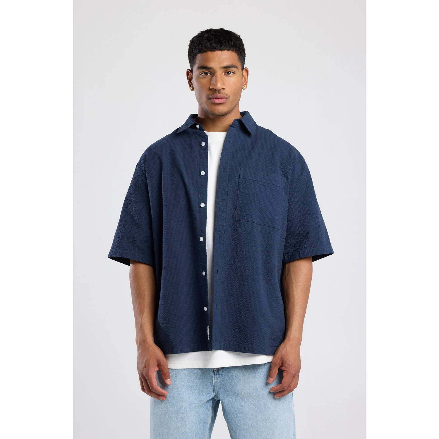 America Today casual overhemd donkerblauw