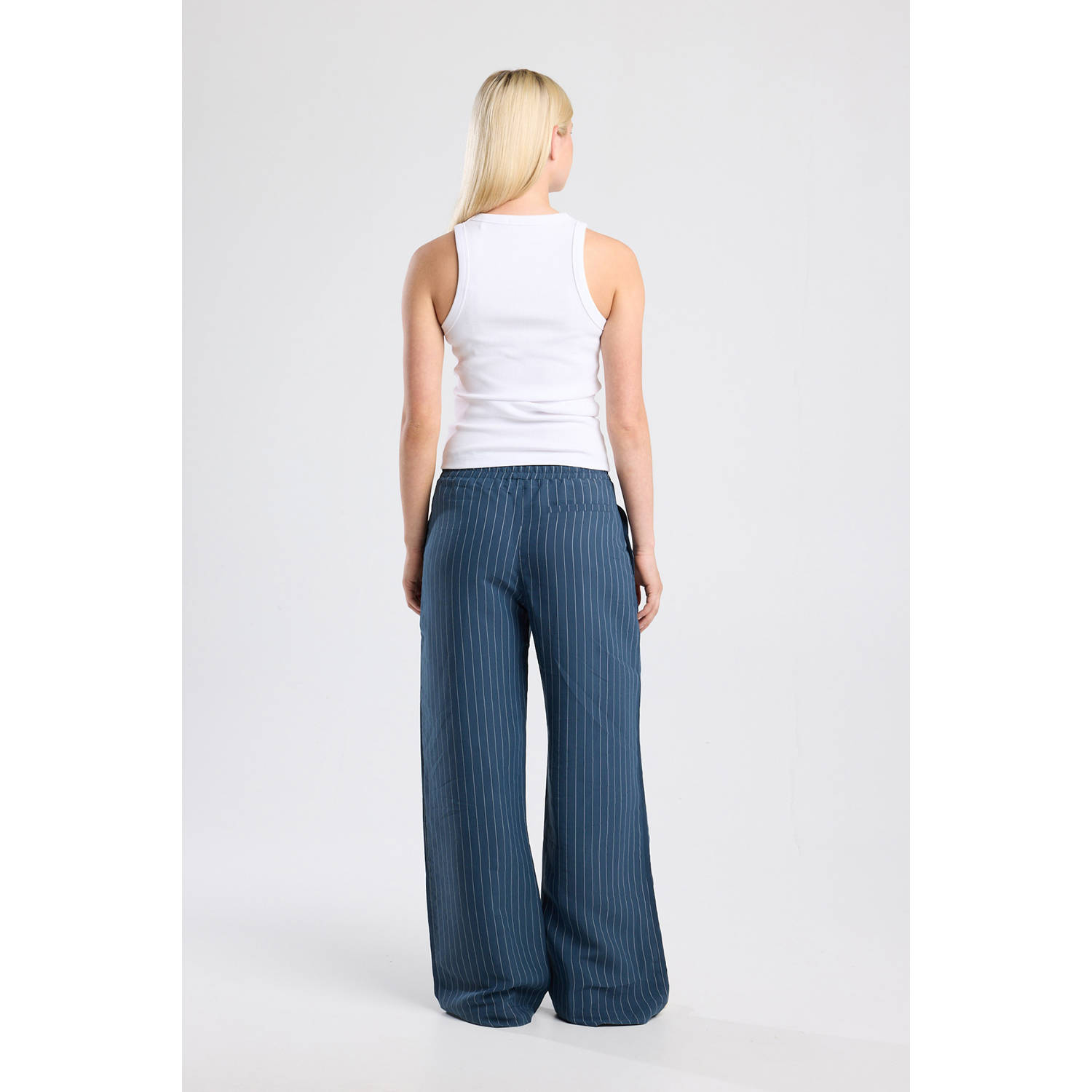 America Today wide leg high waist broek donkerblauw