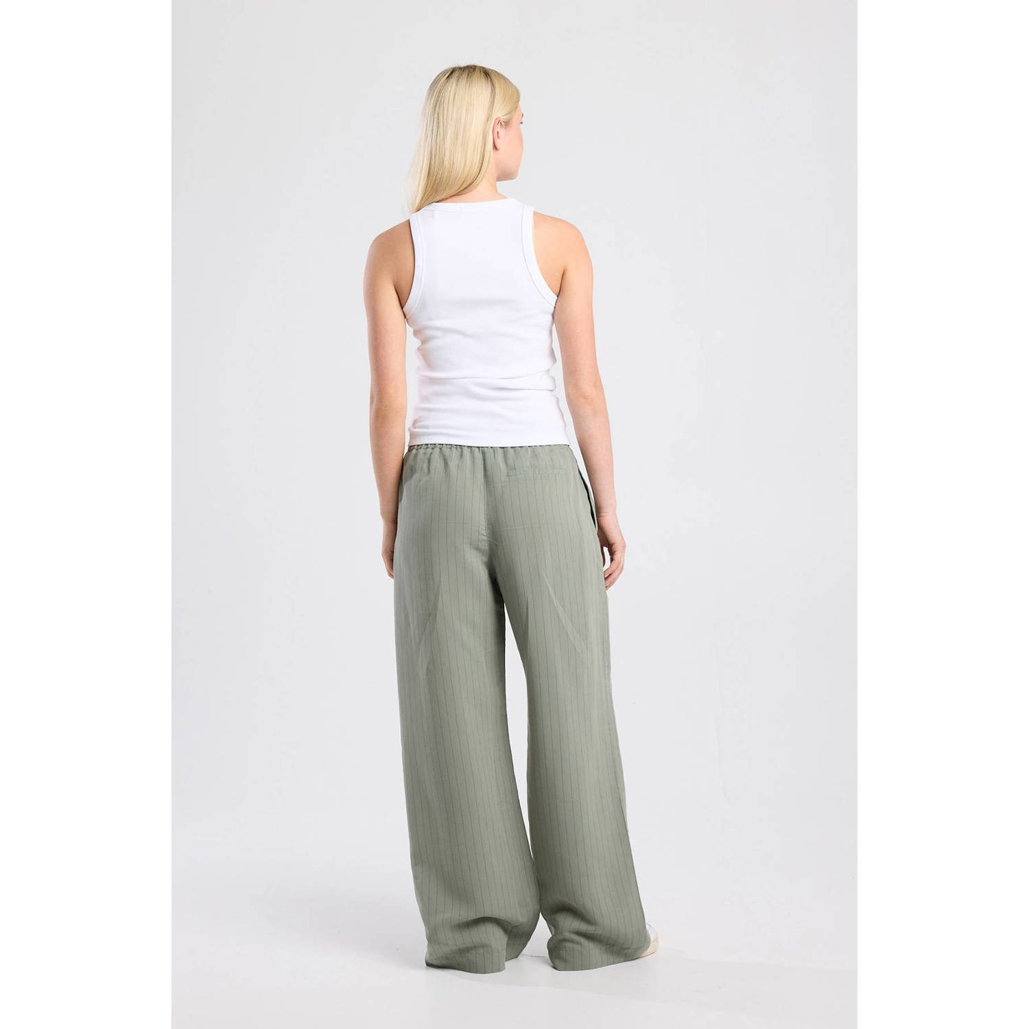 America Today wide leg high waist broek groen
