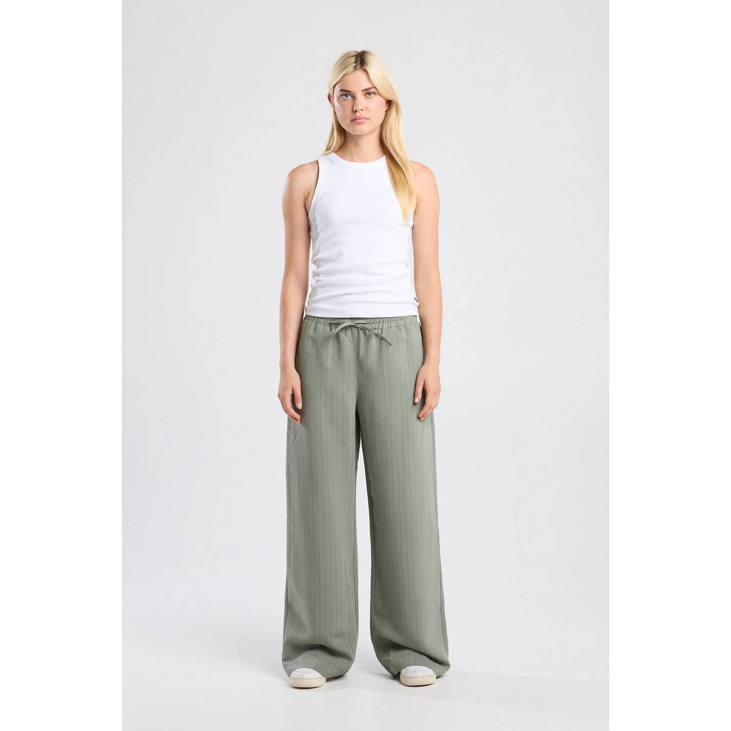 America Today wide leg high waist broek groen