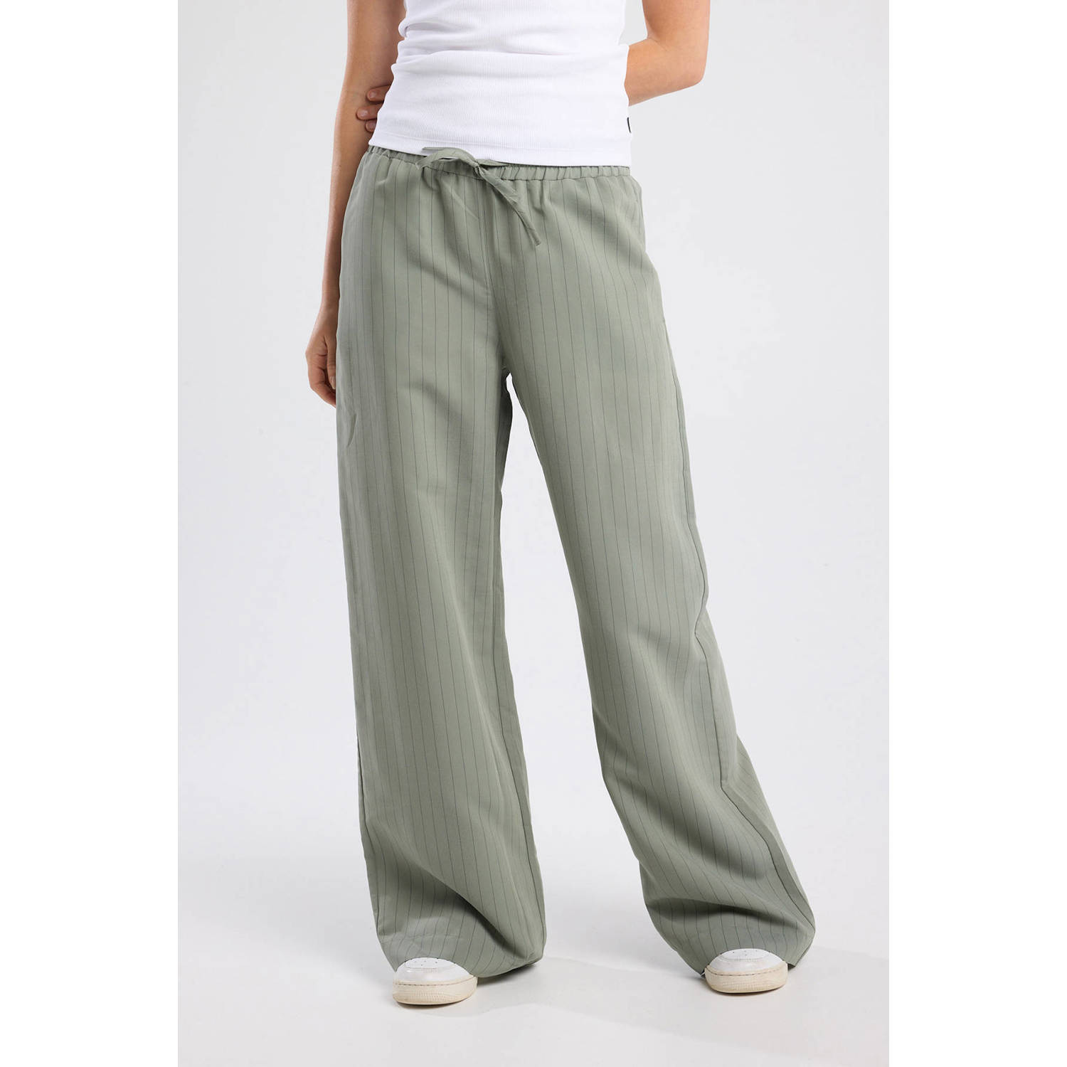 America Today wide leg high waist broek groen