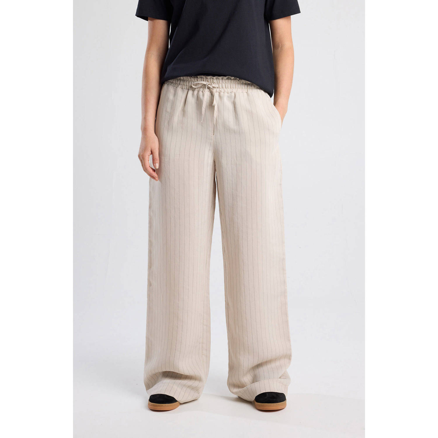 America Today wide leg high waist broek ecru