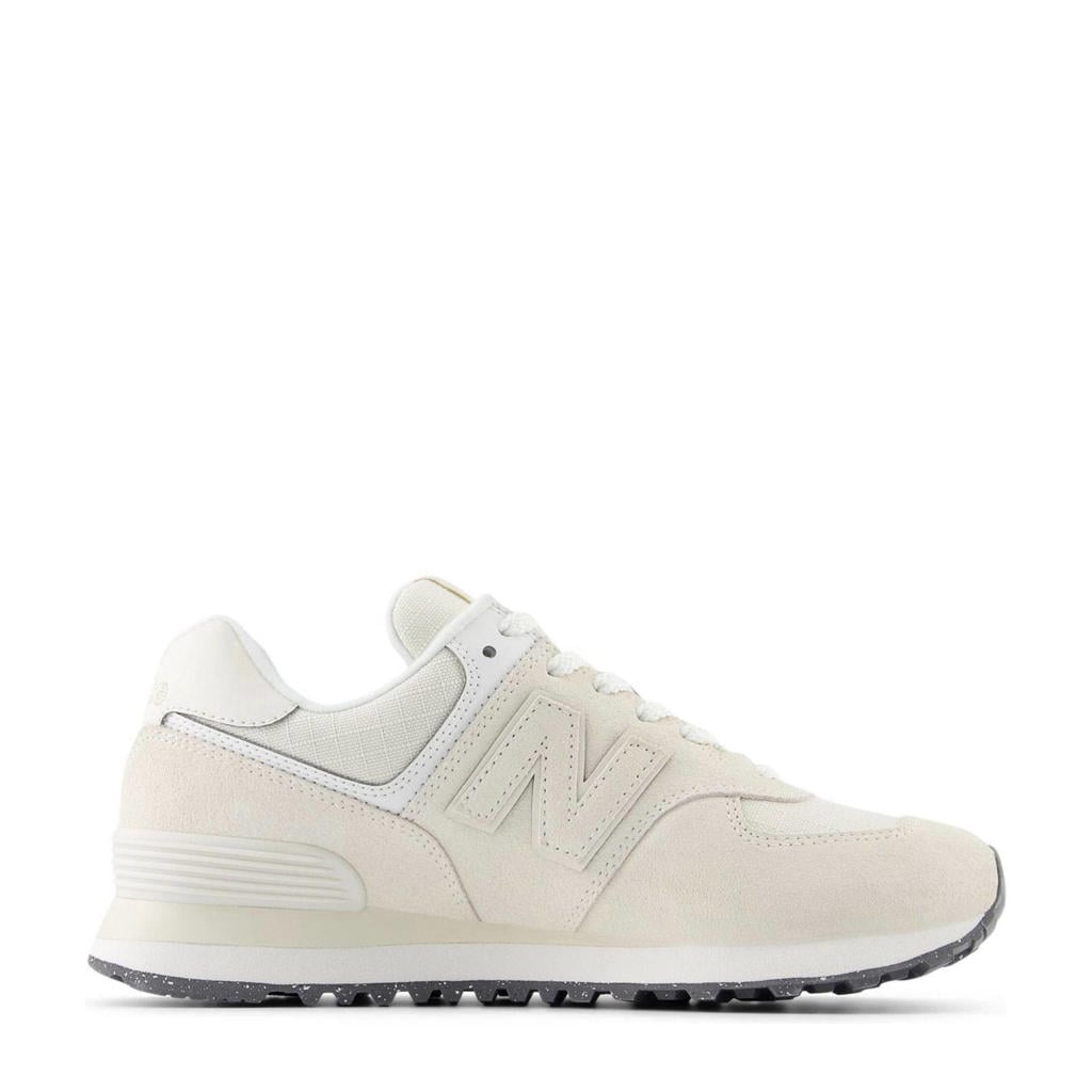Ecru en witte dames New Balance 574 sneakers van mesh-suã¨de-leer/voering: mesh/voetbed: eva met veters