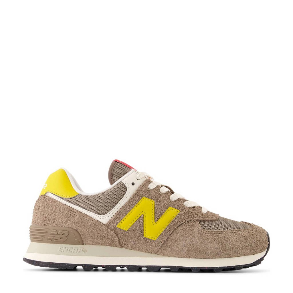 New Balance 574 sneakers bruin/geel wehkamp
