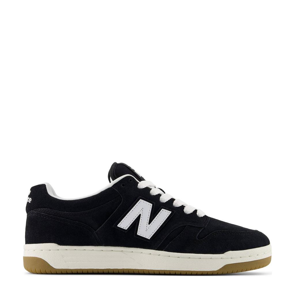 Zwart en witte heren New Balance BB480 sneakers van leer/voering: mesh/voetbed: eva met veters