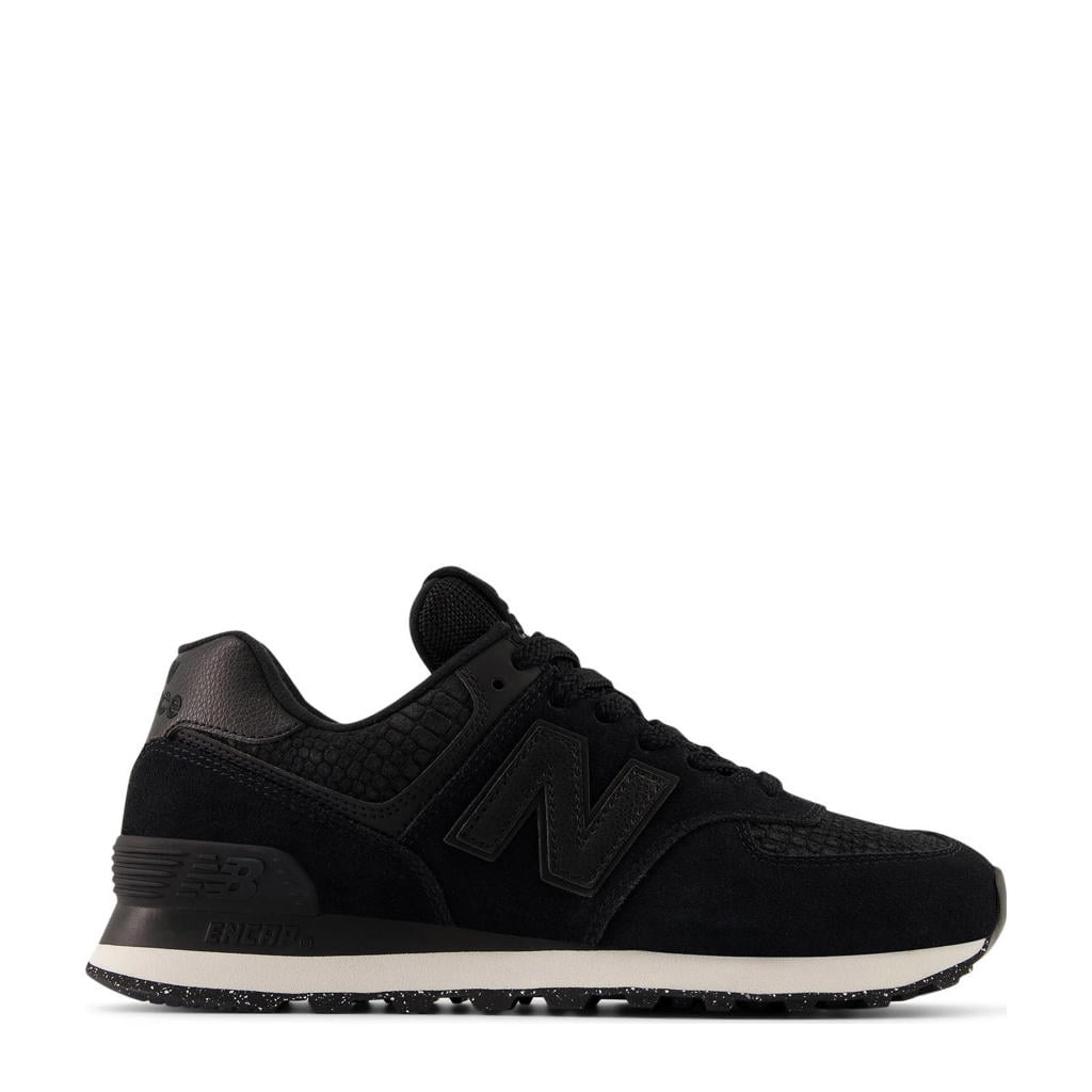 Zwarte dames New Balance 574 sneakers van mesh-suã¨de-leer/voering: mesh/voetbed: eva met veters