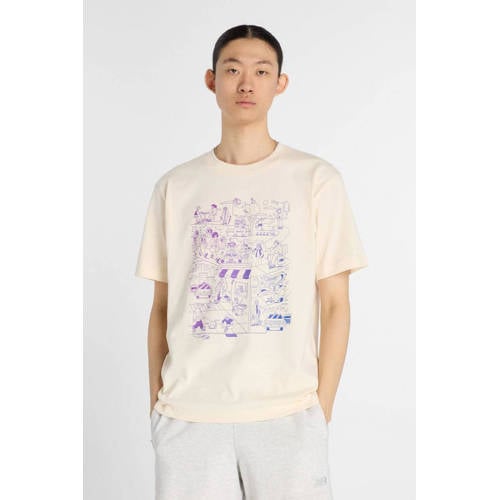 New Balance T-shirt ecru/paars afbeelding